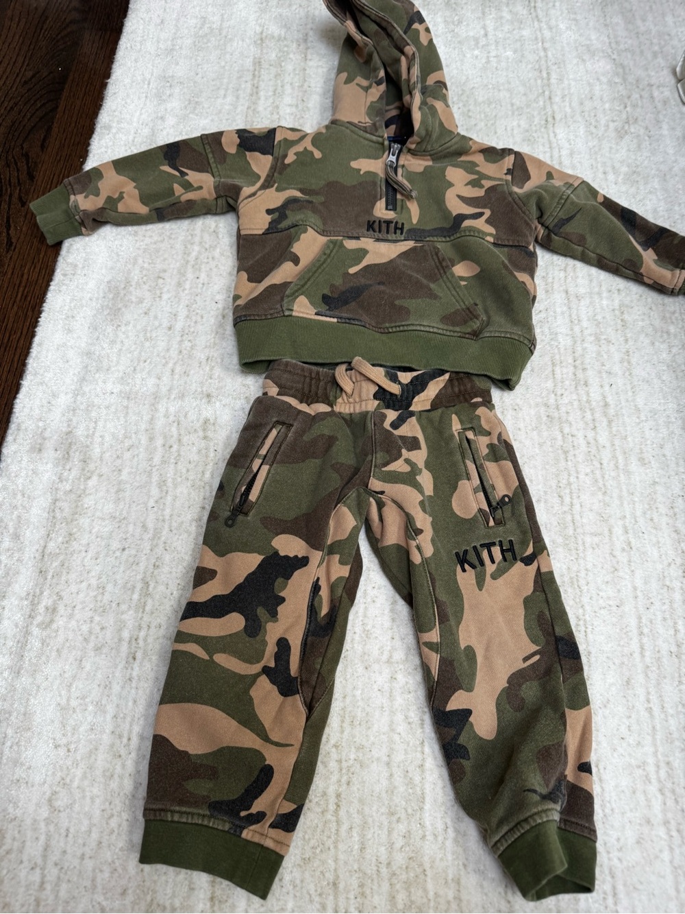 Kith Kids Camouflage Hoodie & Jogger Set - Green, Tan, Black